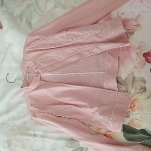 Halogen red and white pinstripe bomber jacket (L)